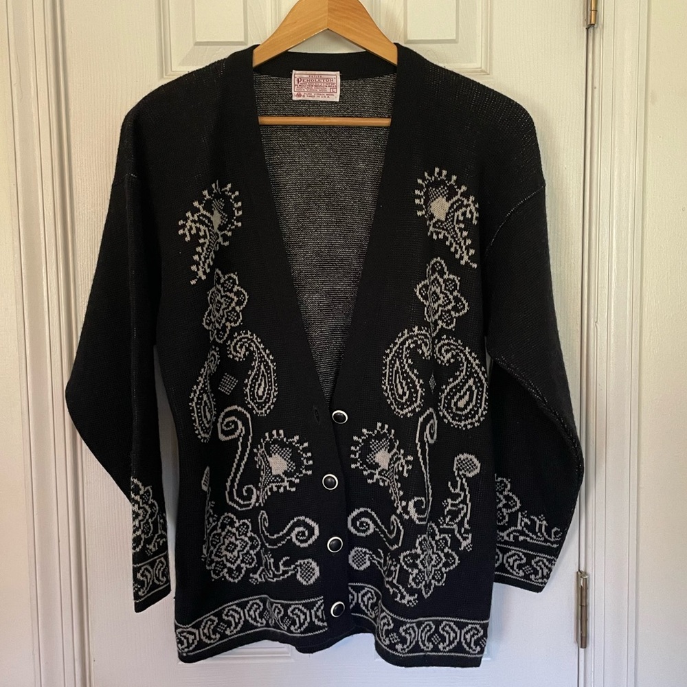 Pendleton Black & White Knit Button Cardigan - image 2